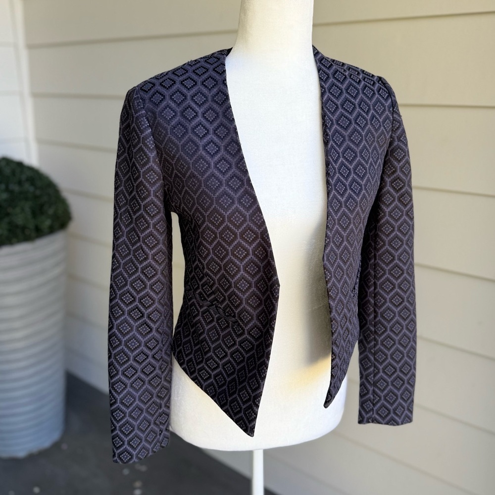 Banana Republic size 2P Geometric Patterned Black Jacket - Picture 5 of 9